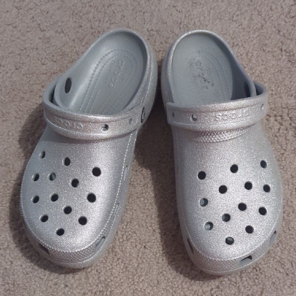 CROCS Kids Metallic Silver Sandals